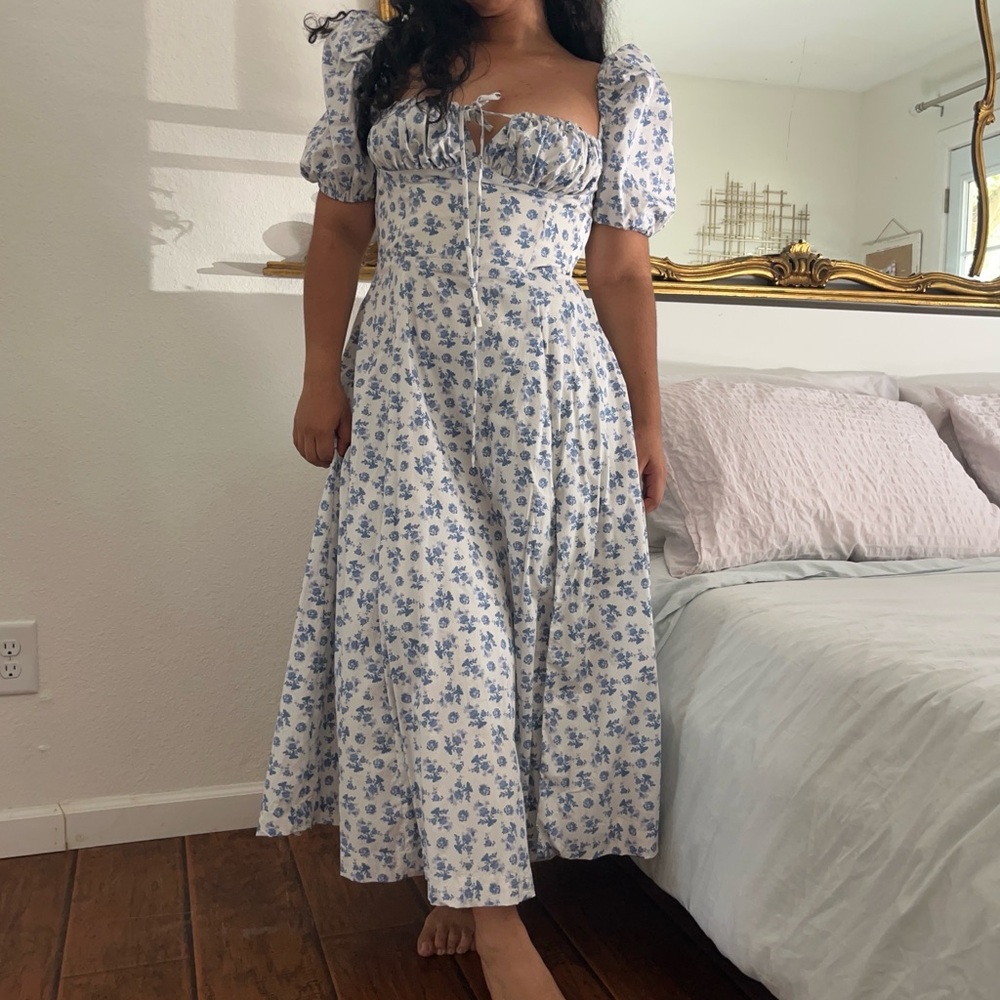 House of CB Blue Floral Midi Dress